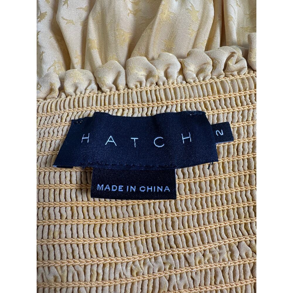 Hatch Yellow Smocked Midi Dress Womens Size 2/S Yellow Puff Sleeve Cottagecore - Picture 11 of 13